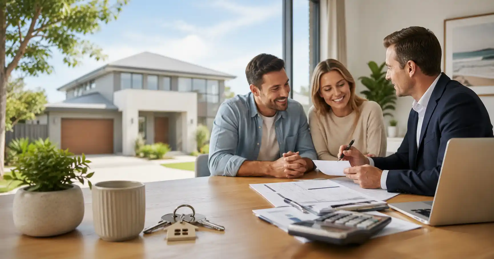 Australian homeowners discussing home equity loan options with mortgage broker