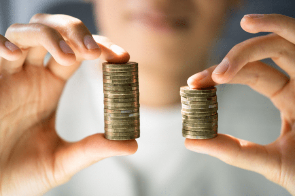 Comparing the value of car loan and car lease using stacked coins