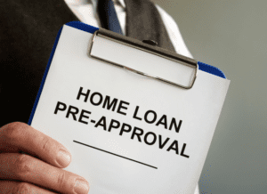 Close-up of a clipboard with the words “Home Loan Pre-Approval.”