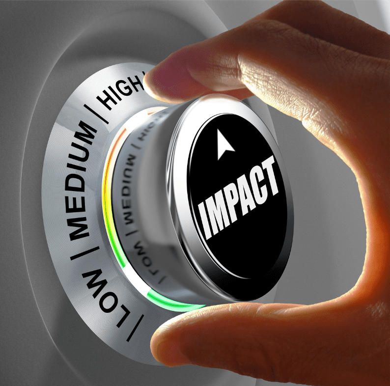 Hand turning a dial to “High Impact” symbolising the effect of LMI on home loan repayments.