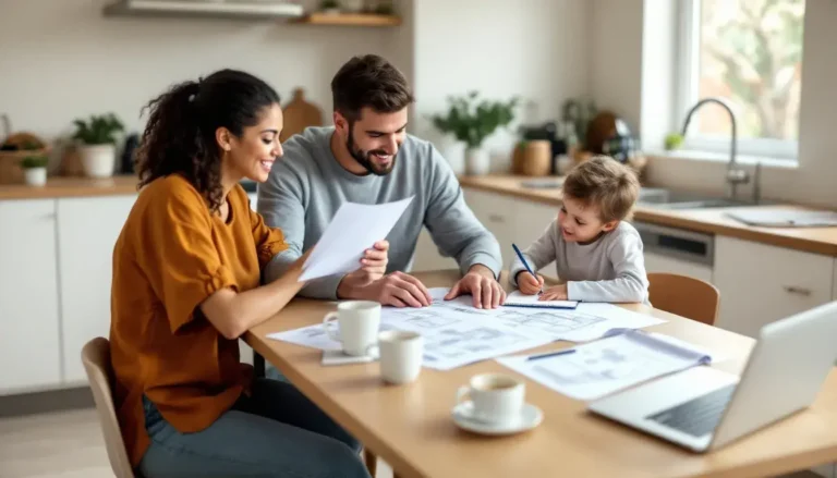 Young family reviewing home loan options together at table